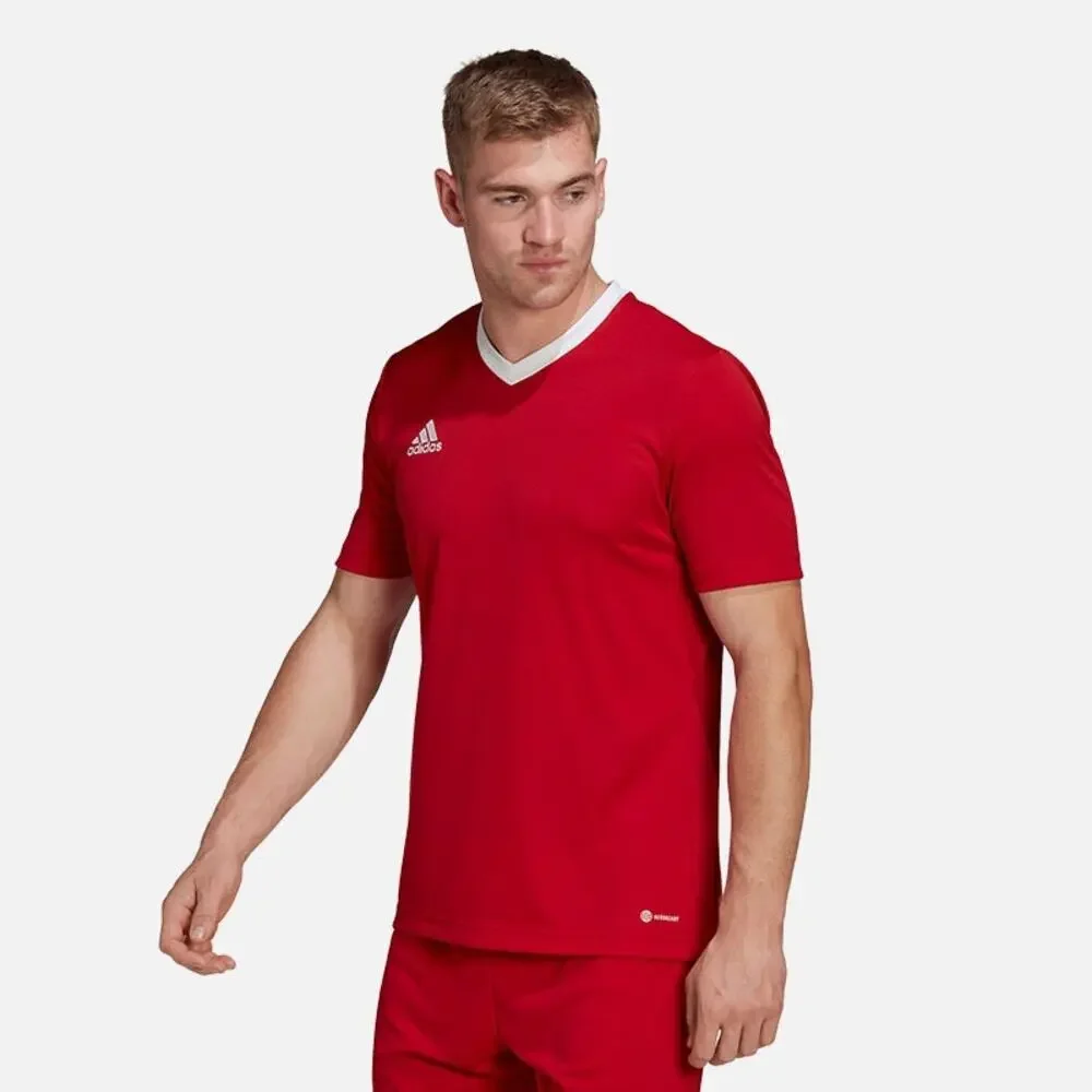adidas Men's Small Red Entrada 22 Short Sleeve Football Jersey Athleisure B23-2